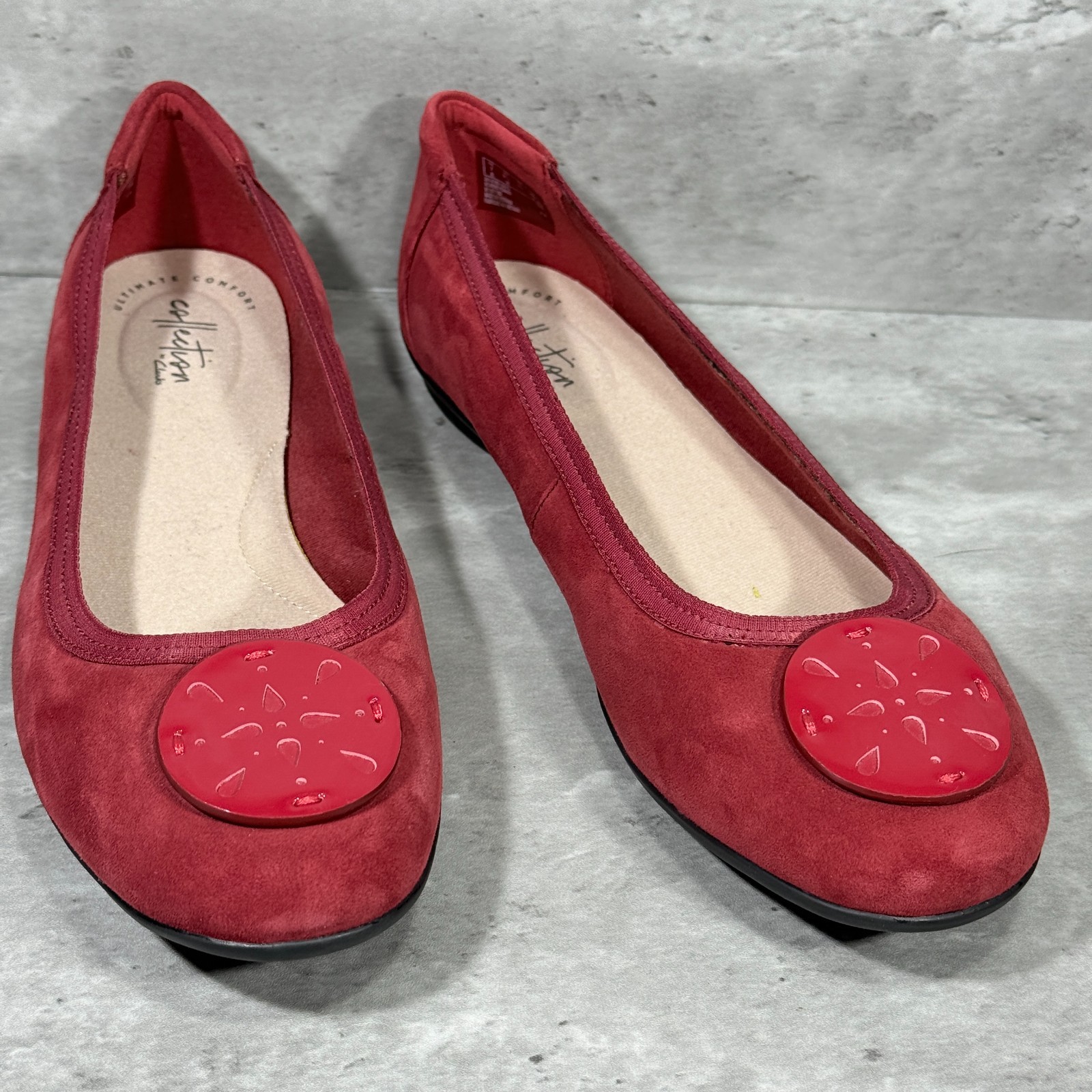 Collection by Clarks Gracelin Zone Red Suede Slip On Ballet Flats Women’s 9.5 W