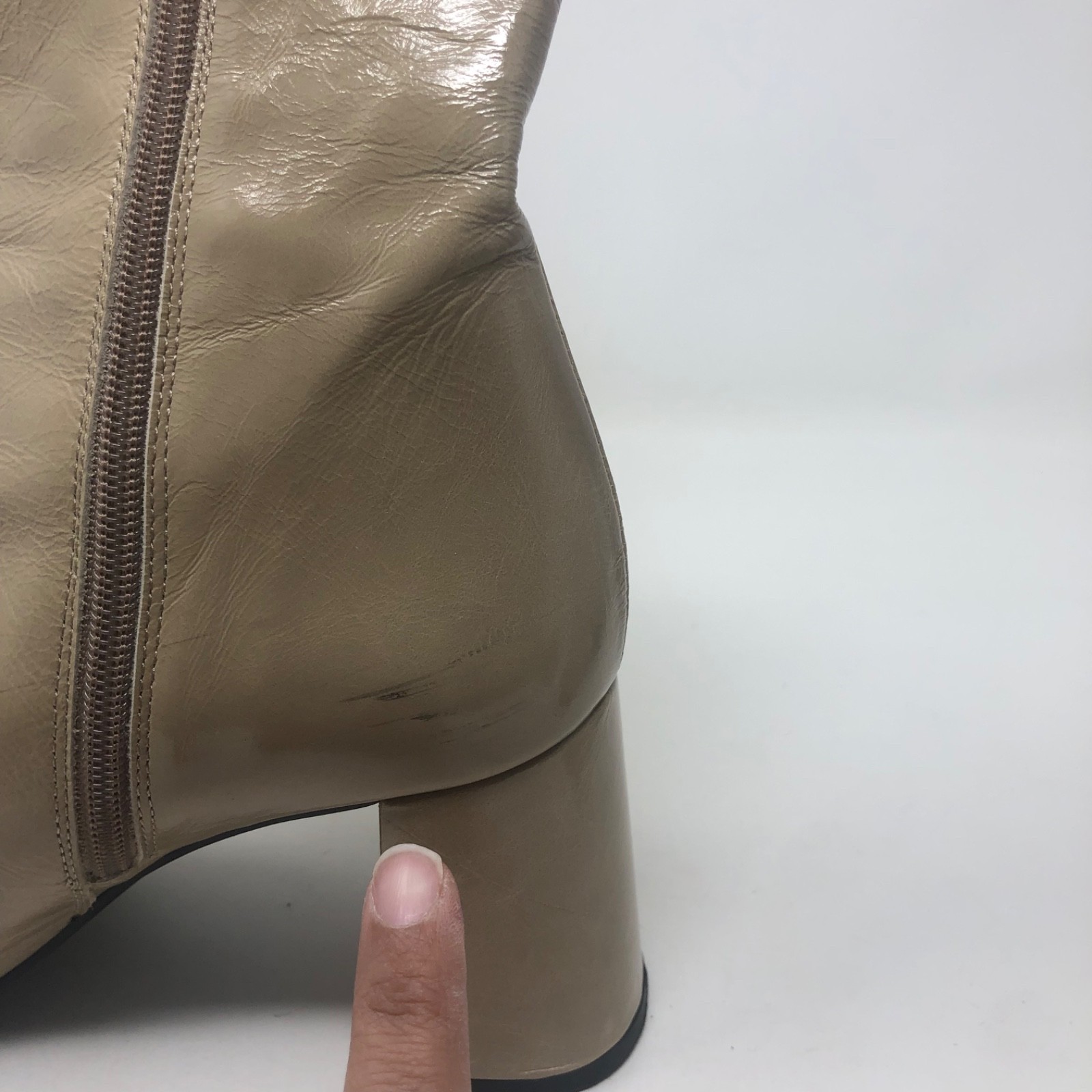 Angel Alarcon Ankle Boots Womens 40 US 9 Beige Leather Retro 70s 80s Square Toe