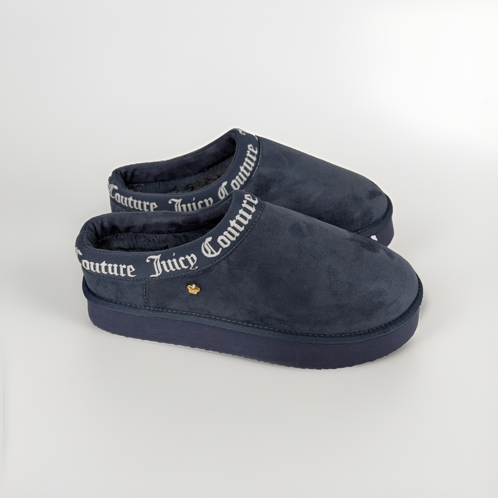 Juicy Couture JC-Oney Slippers Womens 9 EU 39/40 Blue Faux Fur New No Box