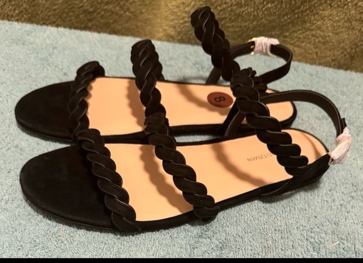 Stuart Weitzman Women’s Twistie Black Sandal Size 8 NWOB $425