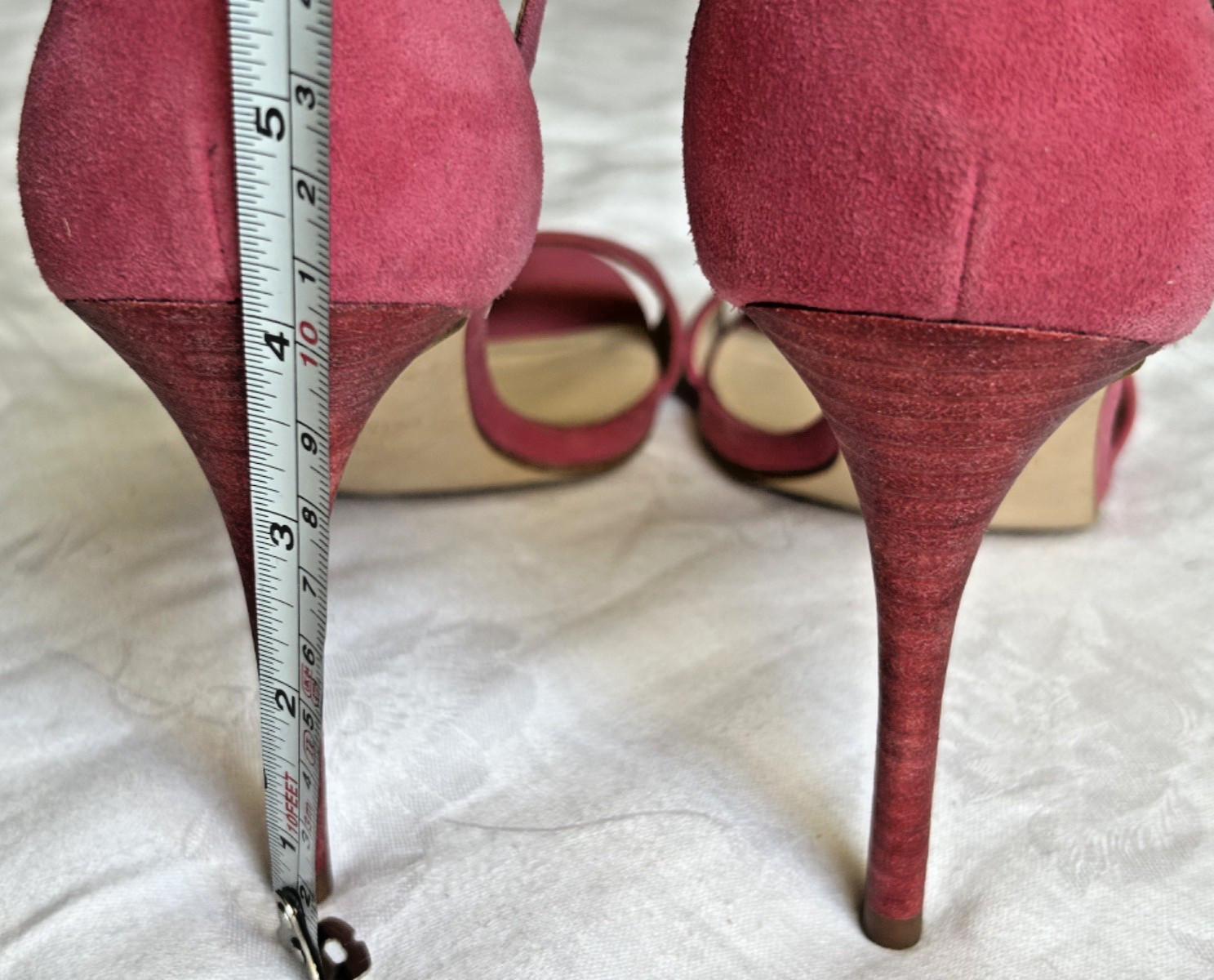 NINE WEST Fuchsia Pink Leather Strapped Heels Sandal Stiletto Heel Womens 11M