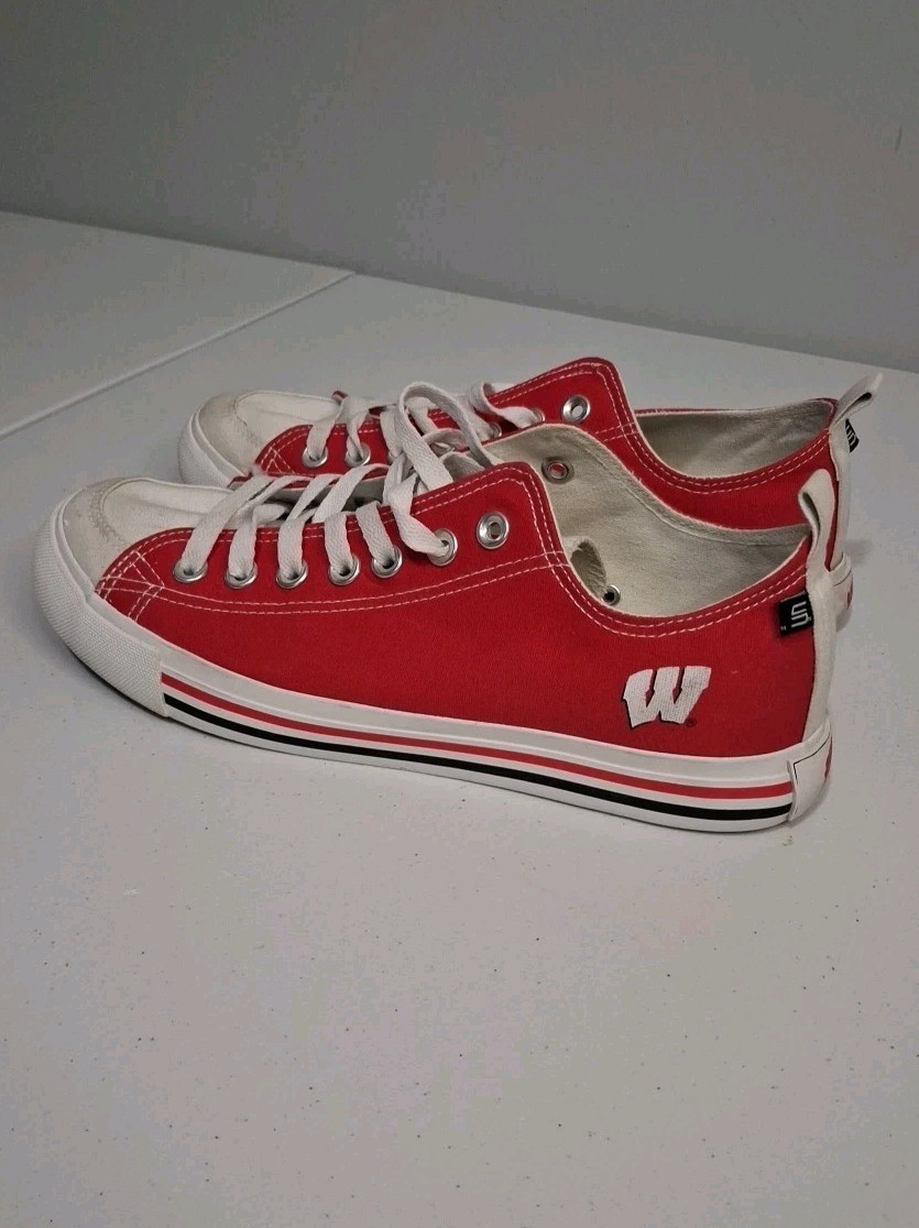 Skicks Wisconsin Badgers Shoes Womans Sz 10M Red University Bucky Canvas