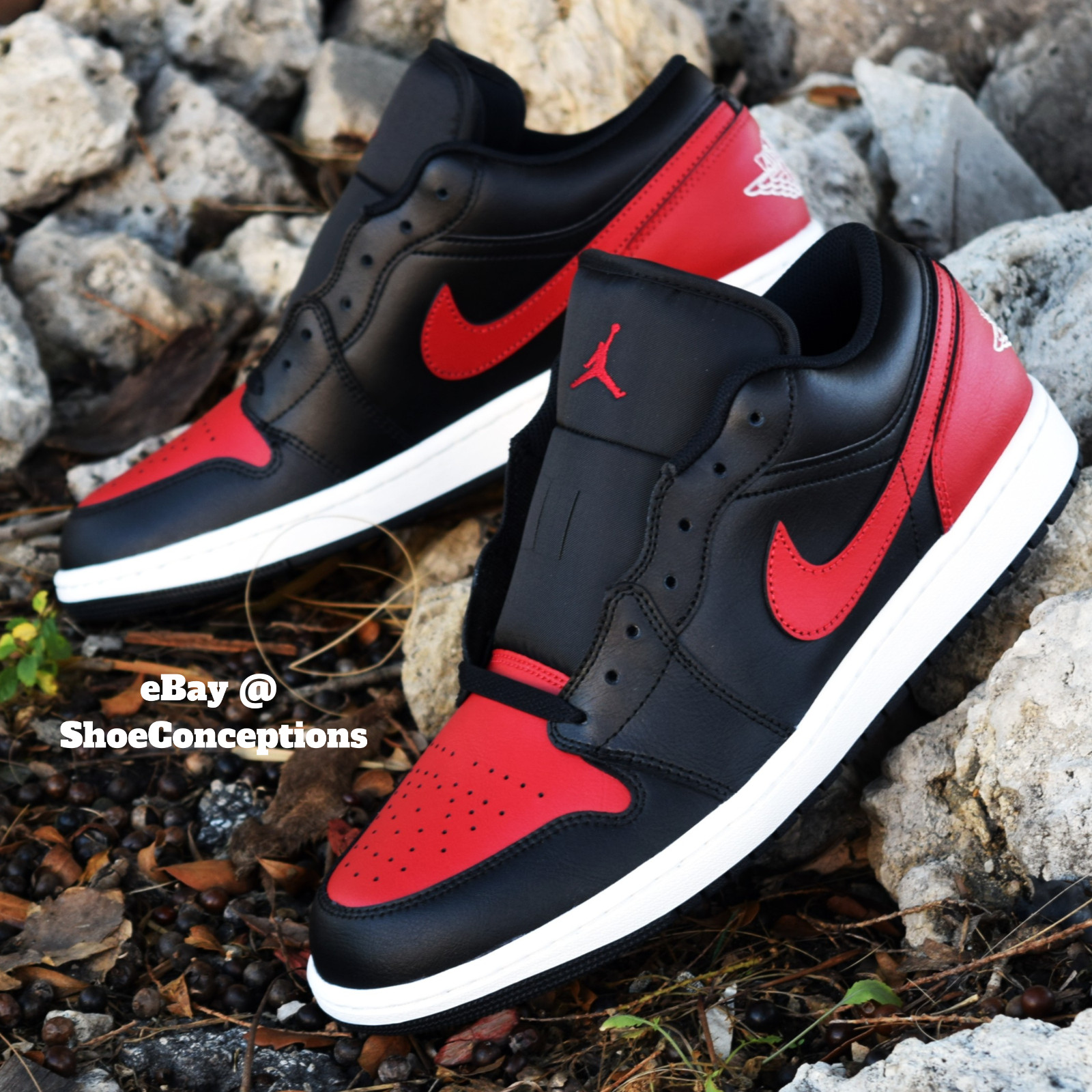 Nike Air Jordan 1 Low Shoes Black Varsity Red White 553558-067 Men’s & GS Sizes