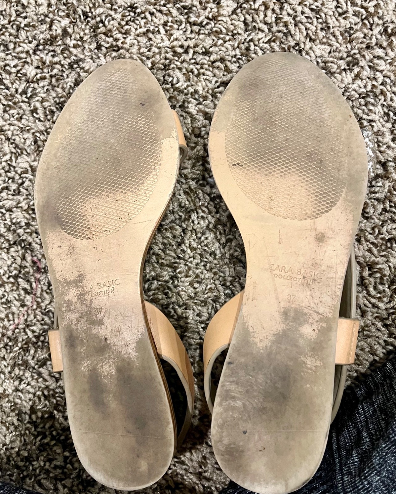 Zara Basic Collection Nude Glitter Slingback Sandals Women EU 37 US 6/6.5