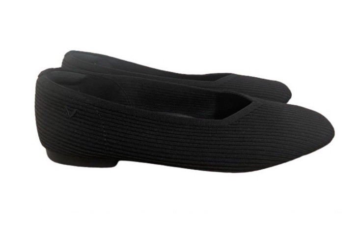 Vivaia Flats Shoes Women’s US 8 Margot 2.0 Square Toe Ballet Black Knit Neutral