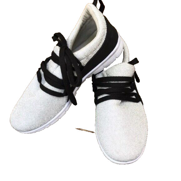 MIA Silver Metallic Sneakers Stretch Lace Up NEW Size 8.5 Casual Fashion Sneaker