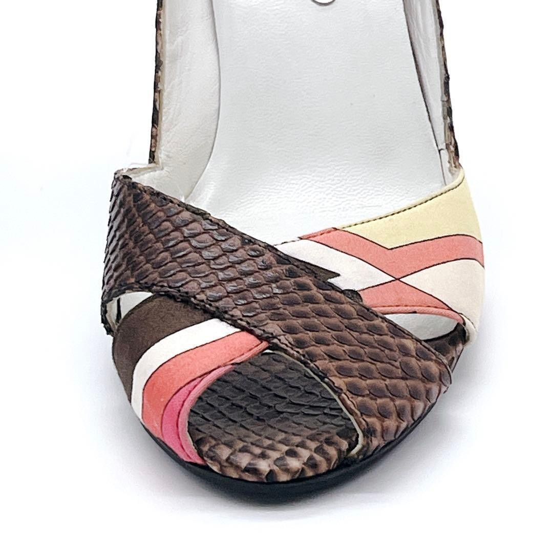 EMILIO PUCCI Python Pumps Heel Pucci-print scarf Open-toe sandal EU 37.5 /UK 4.5