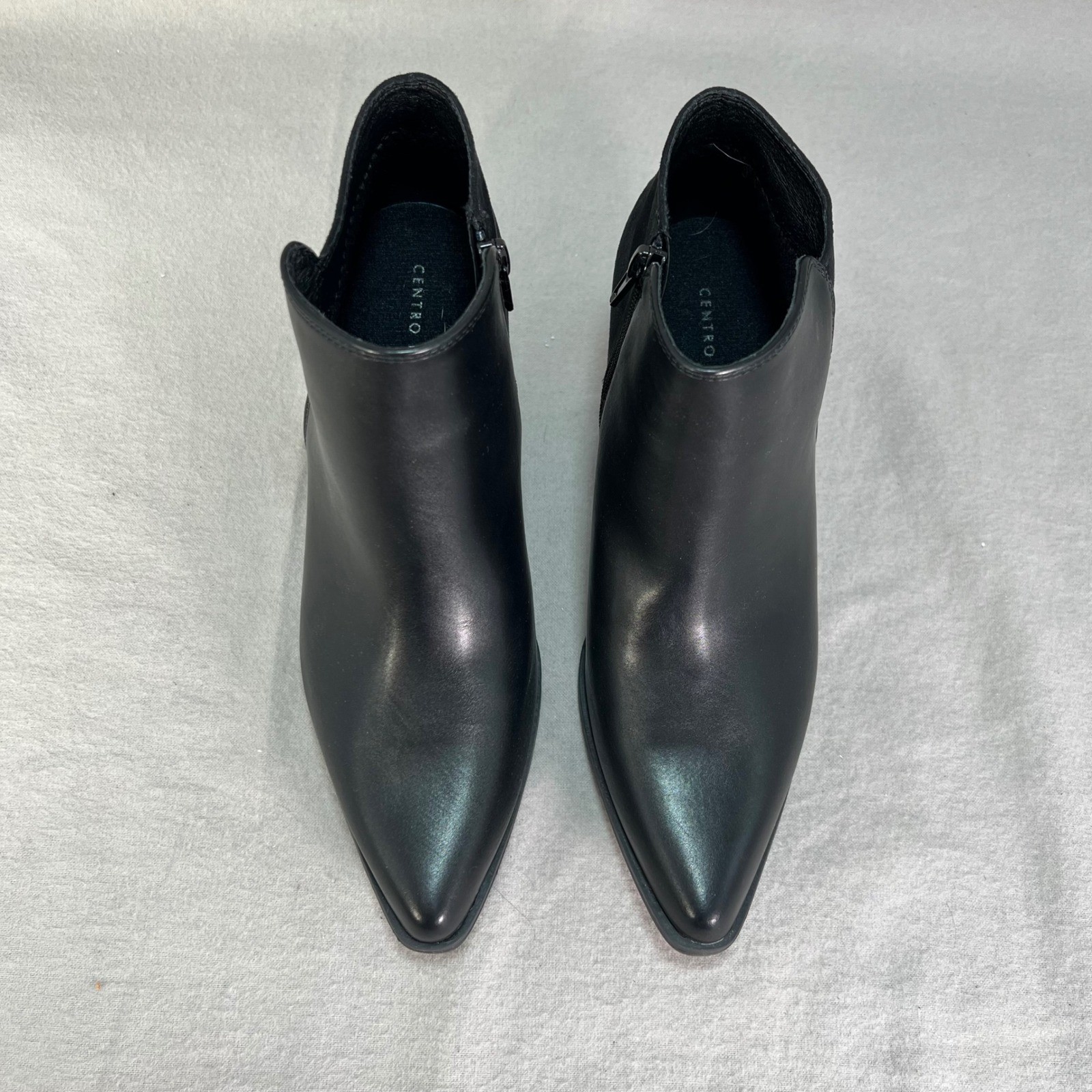 Black Pointed Toe Block Heel Ankle Booties Edgy Street Style Night Out 7.5