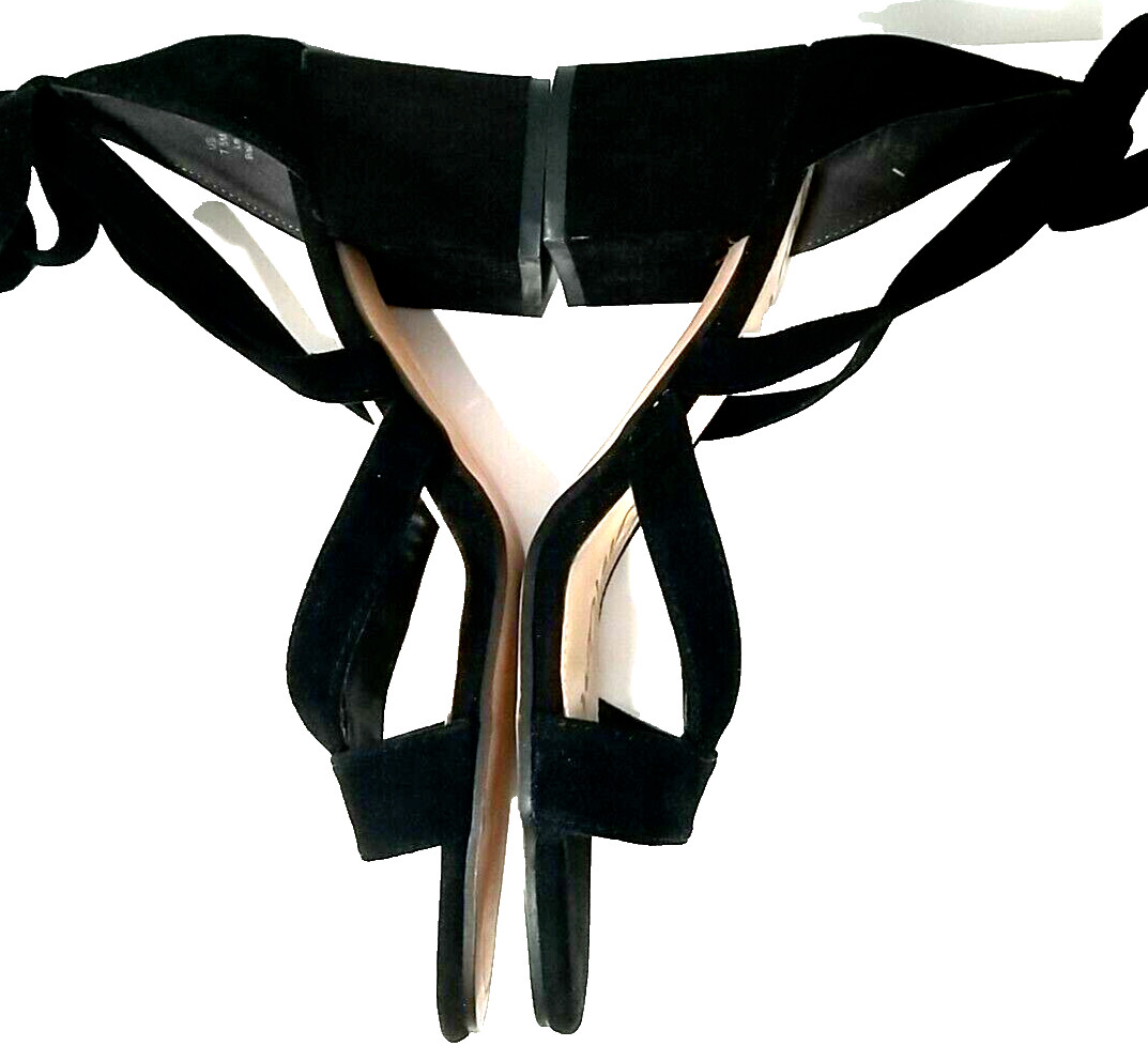 Sam Edelman Sheri Sandals Womens 7½ M Black Suede Leather Strappy Block Heel