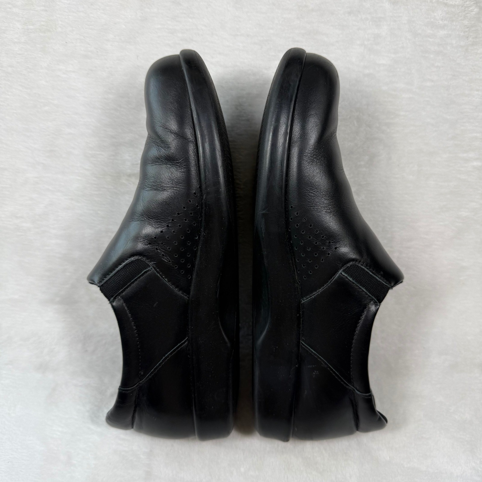 SAS Siesta Womens Black Leather Slip On Comfort Loafers Shoes Size 9-10 USA Made