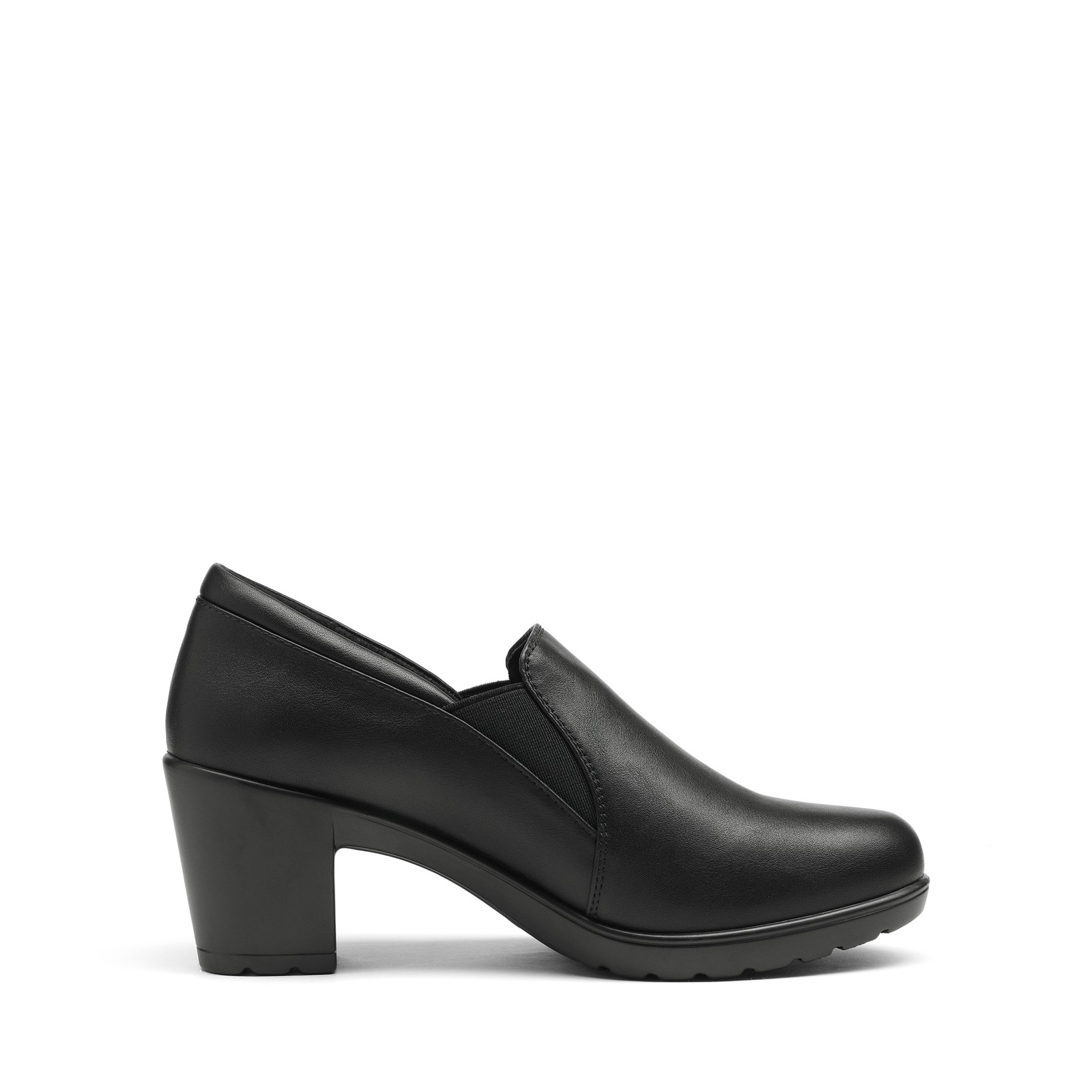 Women Office Work Slip On Pump Shoes Low Chunky Heel Round Toe Pump Shoes