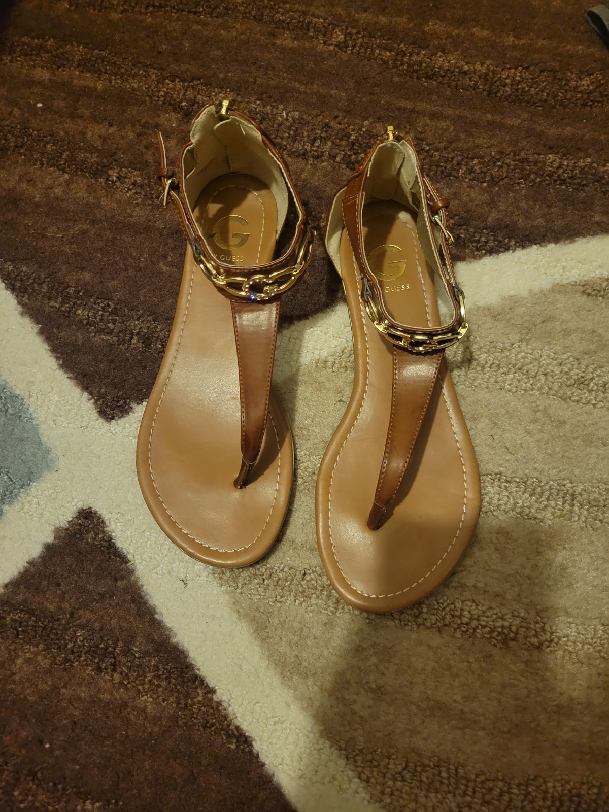 G by GUESS Women’s Sandals Size 8 1/2 M Brown Used Good Condition