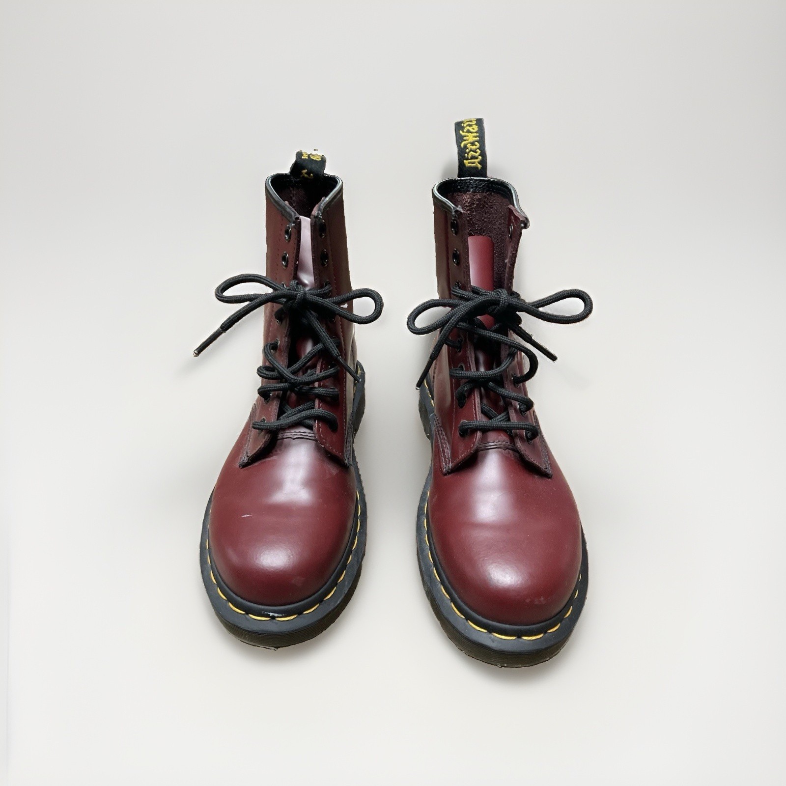 Dr. Martens Burgundy Leather Lace-Up Ankle Combat Boots Round Toe US 5 UK 4