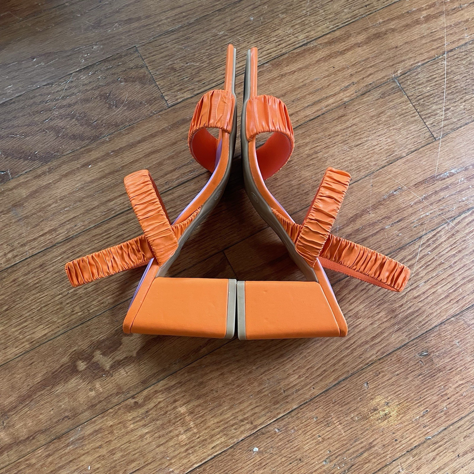 SCOOP Orange Eye Catching Heels With Strap. Size 7.5. Heel Is 3.25” High.