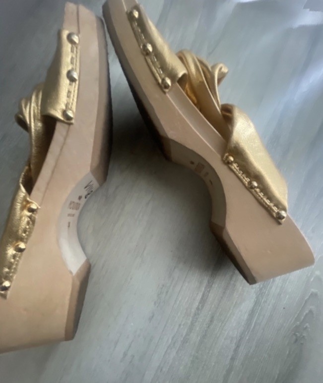 Sabot Youyou YURI LAMINATO GOLD CLOG size 8.5