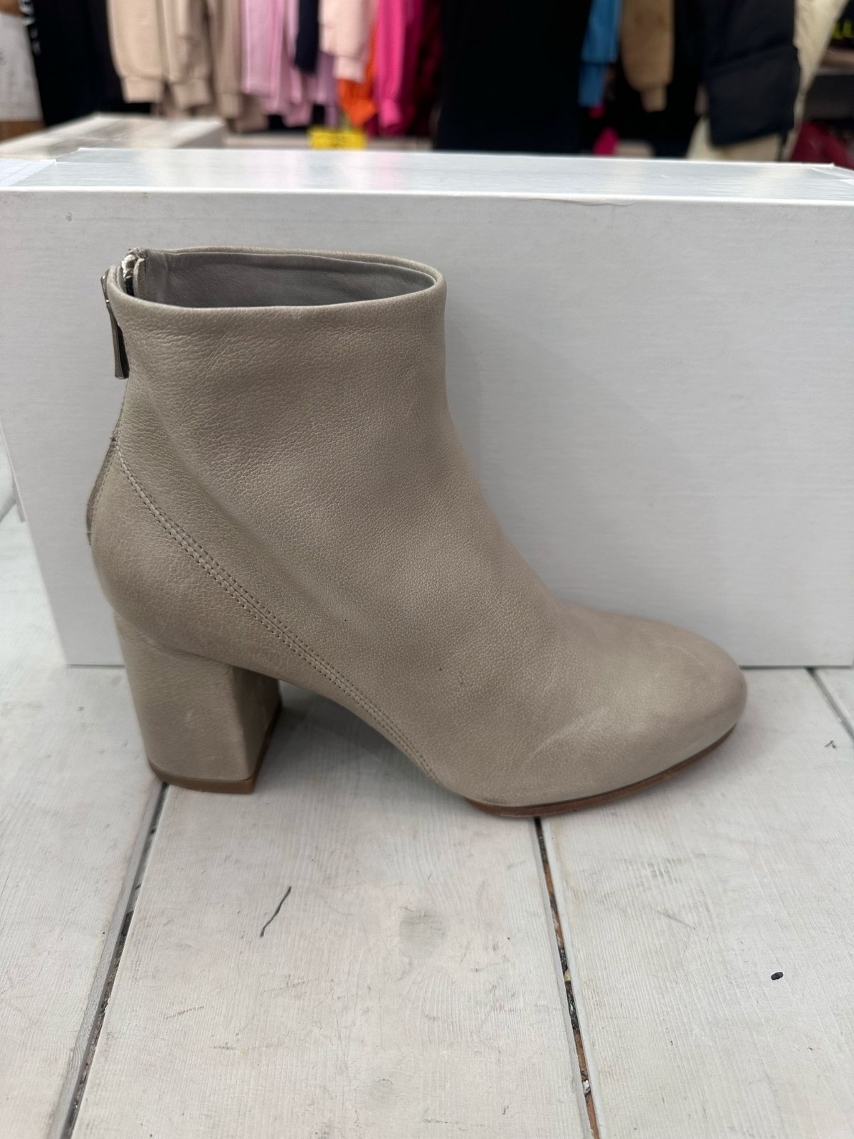 Officine Creative Ankle Boots Genuine Leather Woman SizeEu37 Chalk Heel 3 1/8in