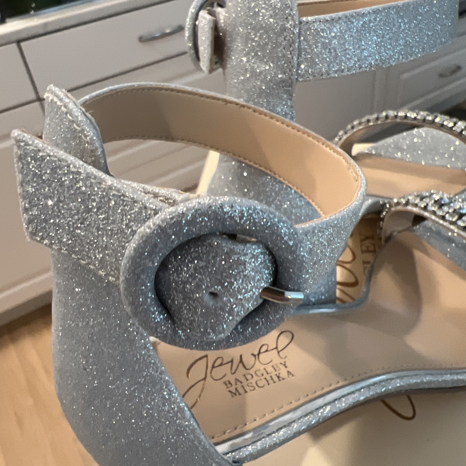 BadgleyMichal Jewel Silver Sparkle With Ankle Strap Silver Sparke And Crystals