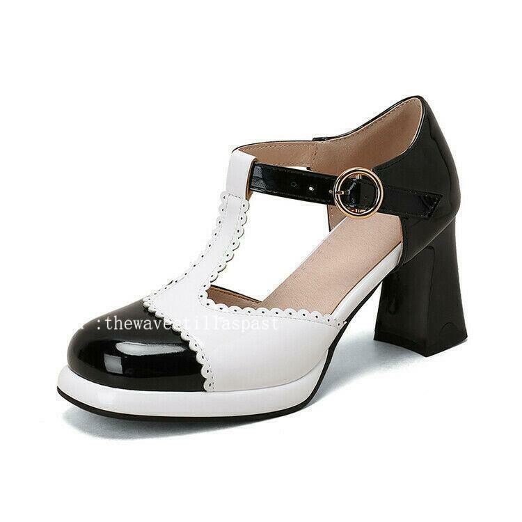 Chic Womens Color Splice Sandals Faux Leather T-strap Casual Dress Party Shoes