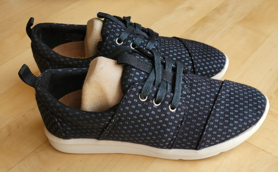 Toms Del Rey Lace Up Black Sliver Sneakers Casual shoes Size 5