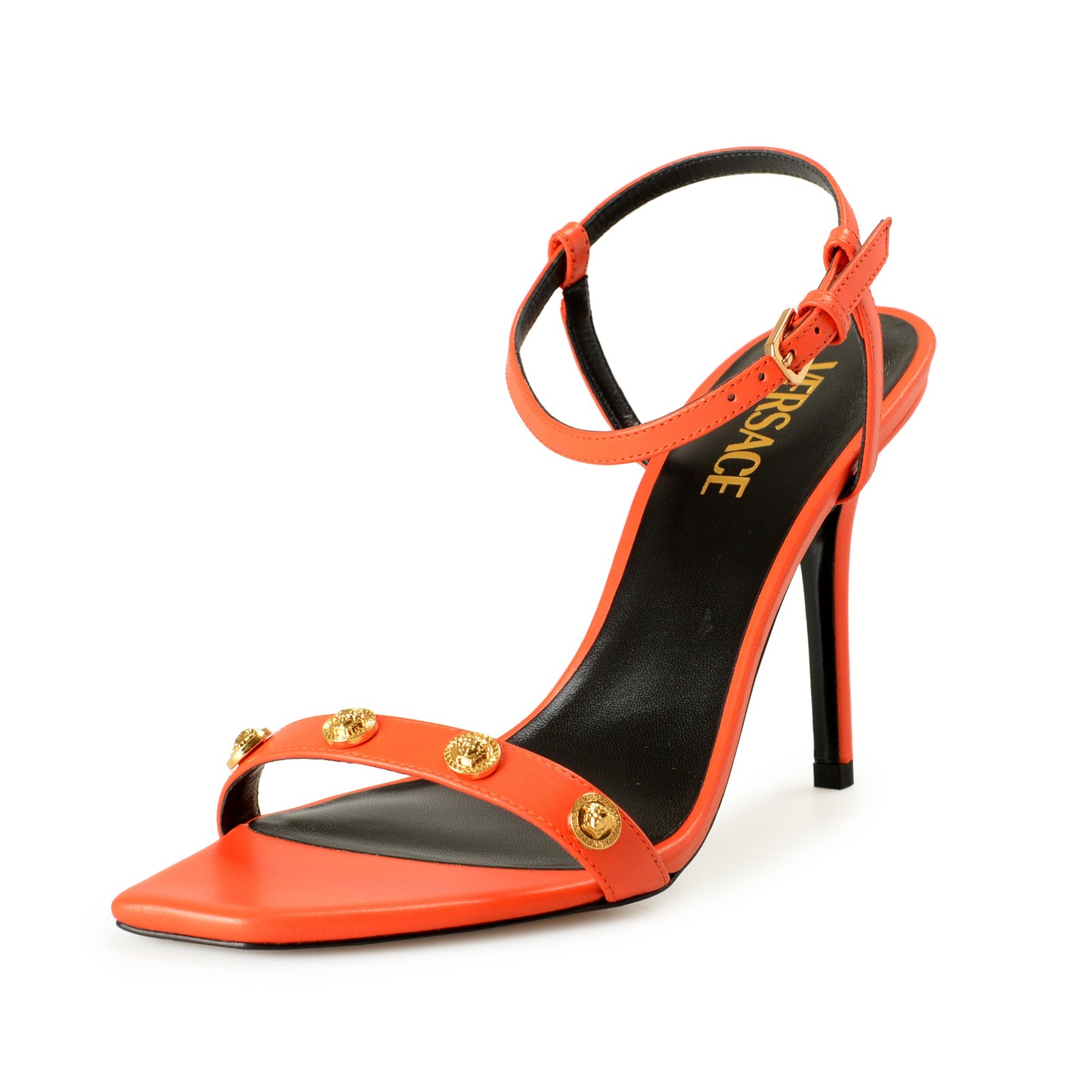 Versace Women’s Gold Medusa Coral Leather Heeled Pumps Shoes US 6 IT 36