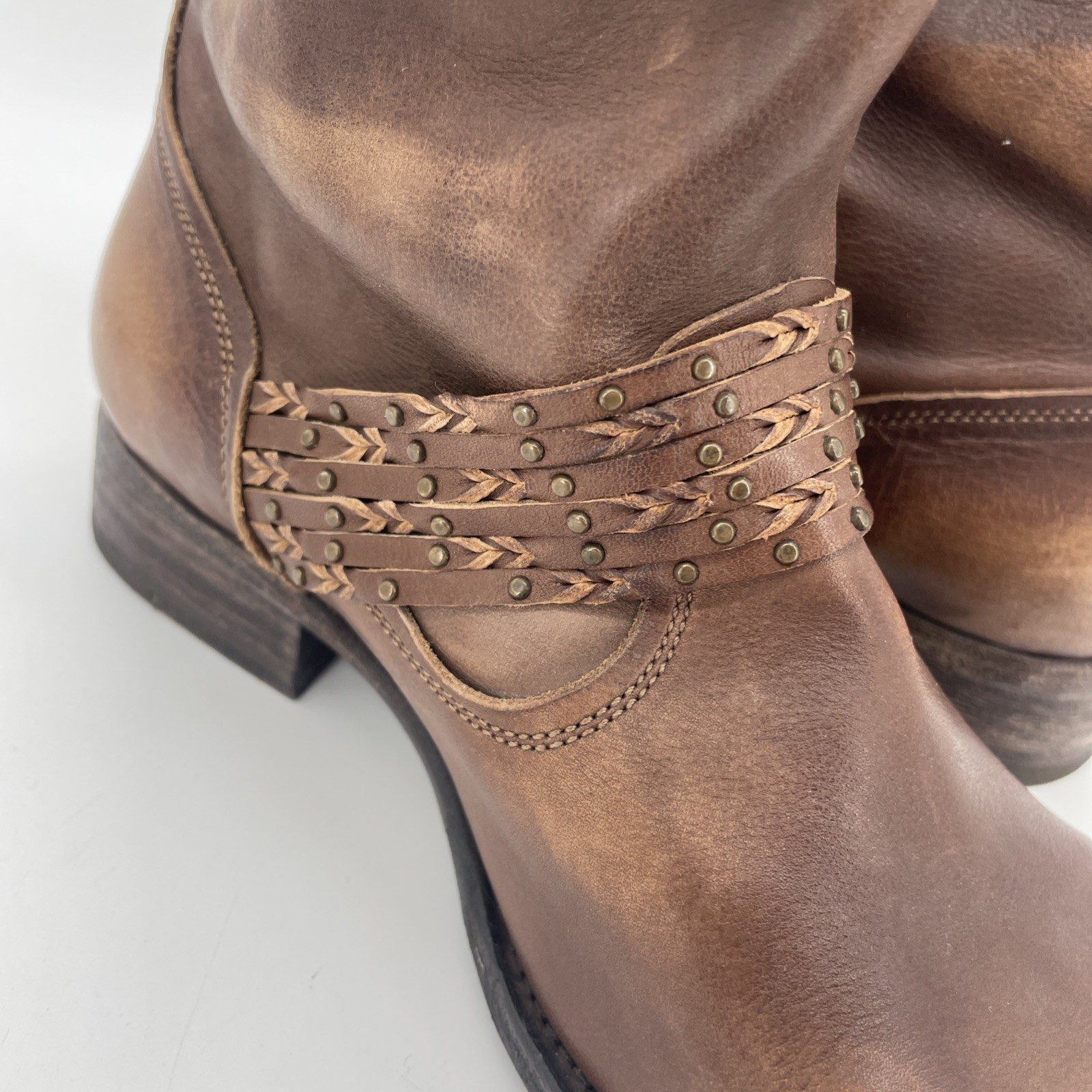 N.D.C. Made By Hand Boots Womens 39 / 8 Brown Leather Ankle Booties Low Heel