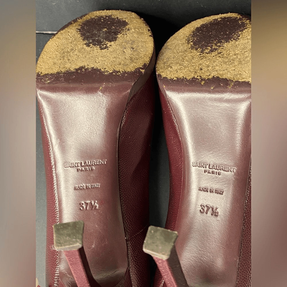 Yves Saint Laurent Tribtoo 80 Burgundy Leather Platform Stilettos