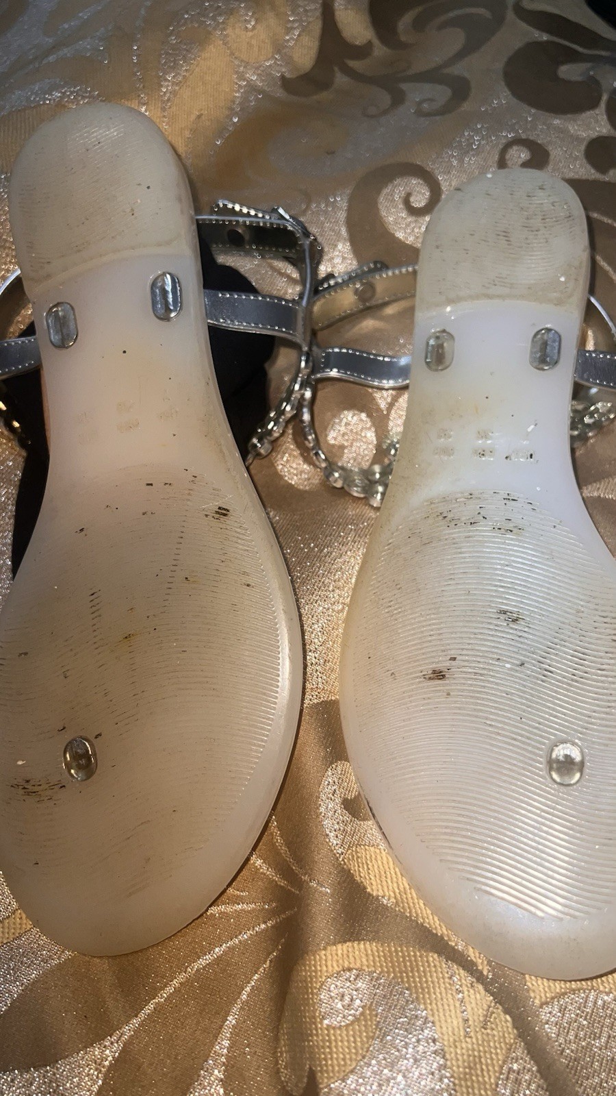 Olivia Miller Women’s Embellishe Rhinestone Strap Thong Sandals, Size 8, Silver