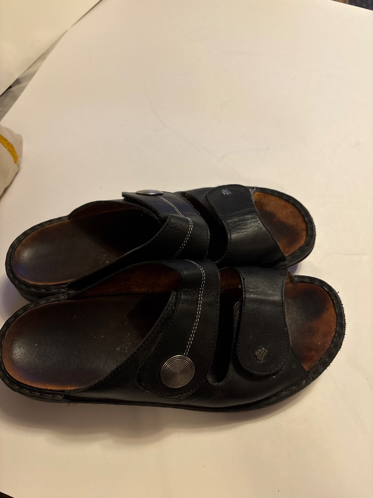 Finn Comfort Women’s Sansibar Black Leather Slide Adjustable Sandal Sz 40 Us 9