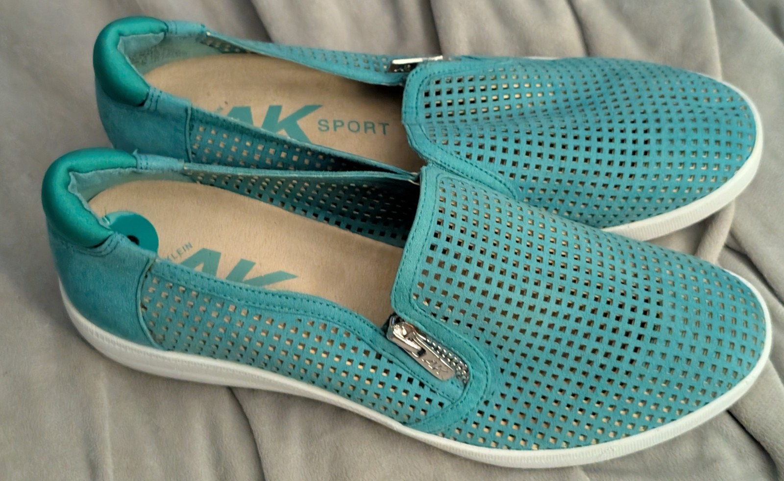Anne Klein Shoes Womens 8 M AK7YARIS Casual Slip On Loafer Teal Green Textile