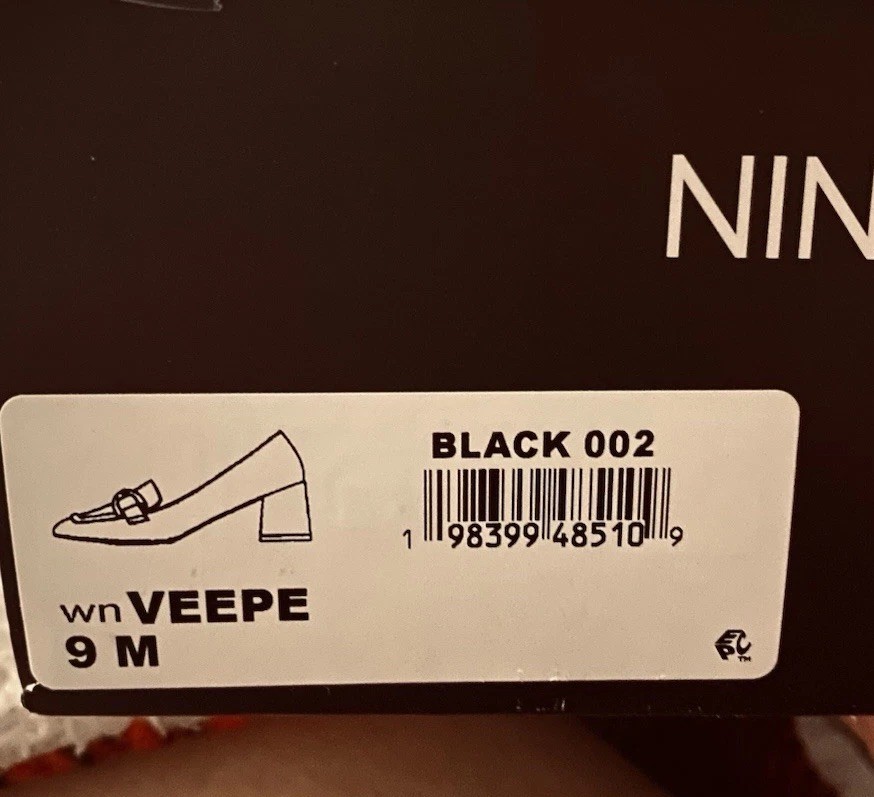 NIB Nine West Black Suede Heels Size 9M Veepe Leather Gold Link Chain Loafer￼￼￼