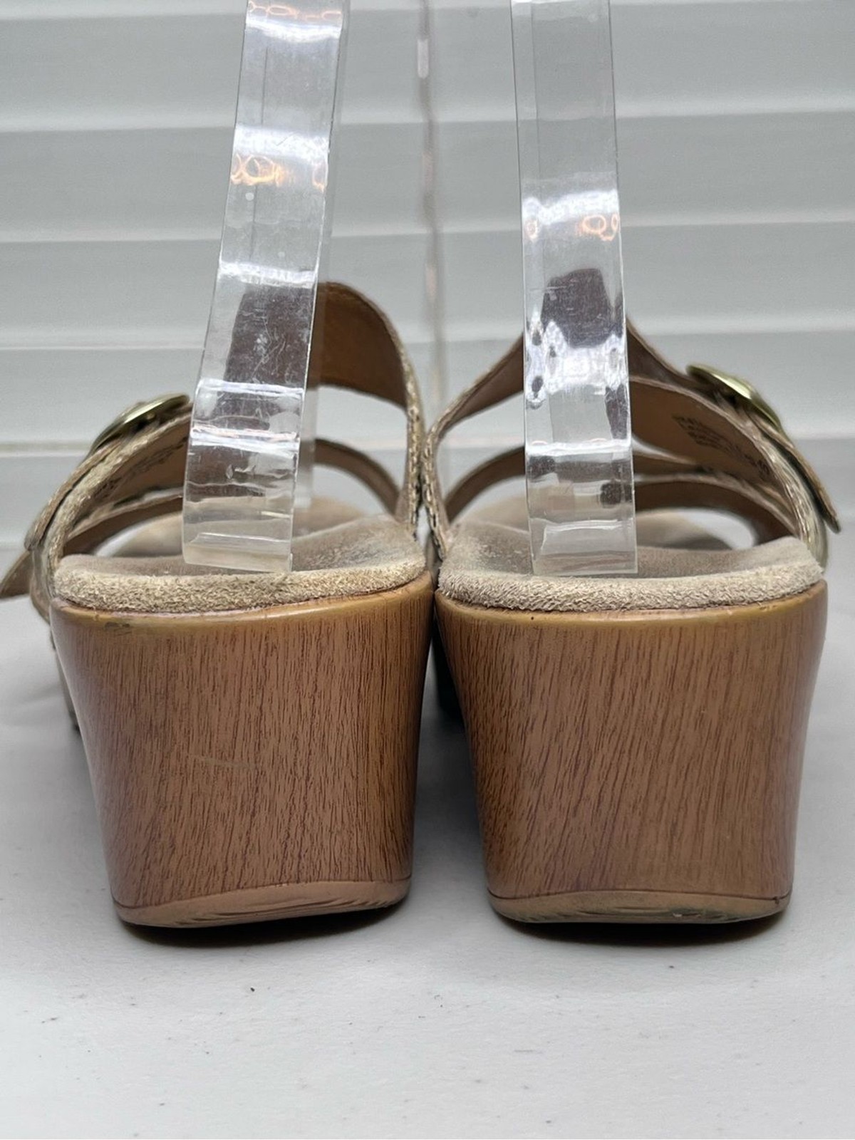 Dansko Sophie Snake Print Wooden Block Heel Sandals Sz 40