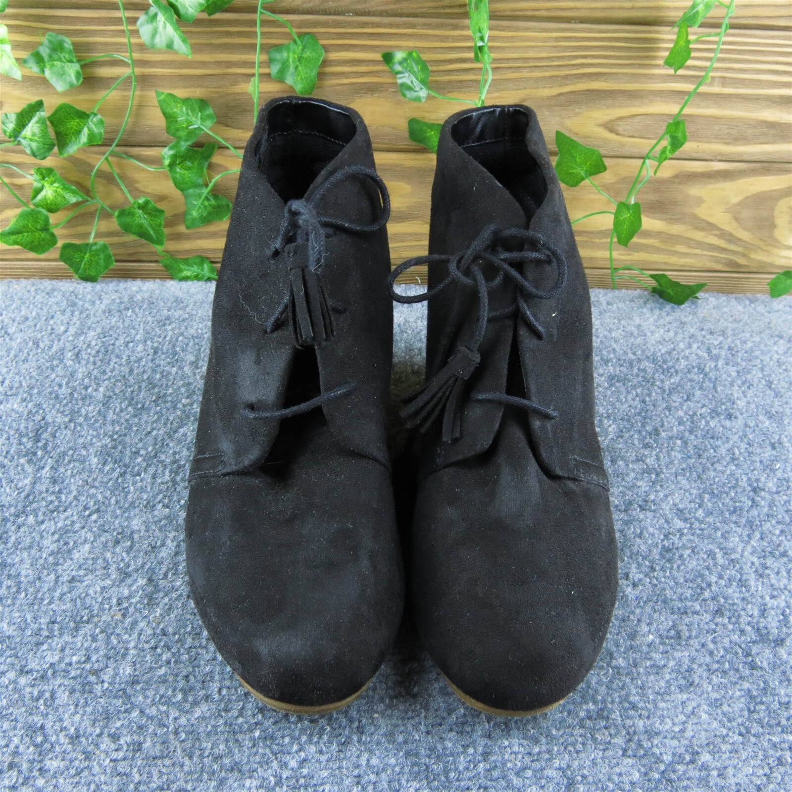 Dr. Scholl’s Dakota Women Ankle Boots Black Fabric Lace Up Size 7.5 Wide