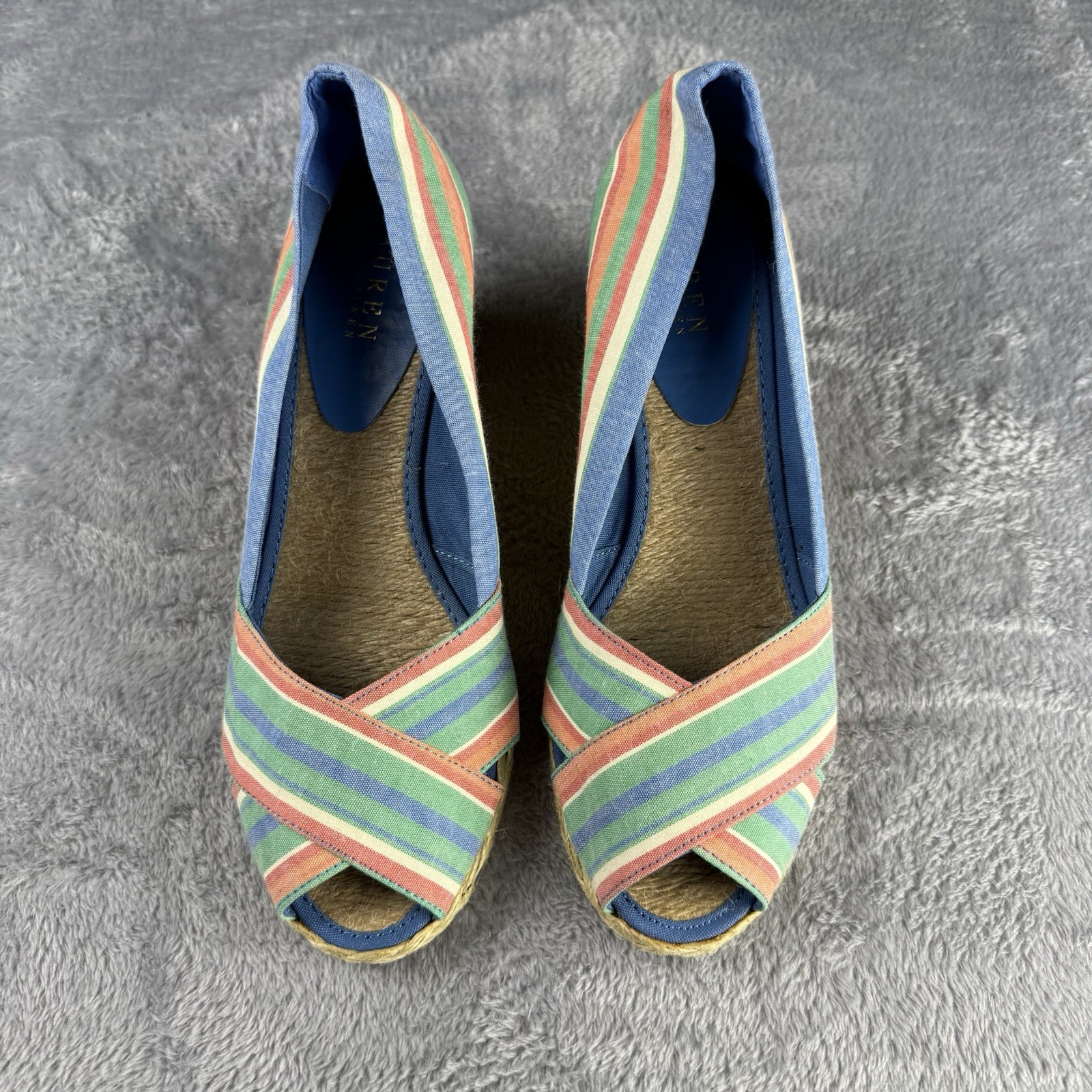 Ralph Lauren Multicolor Espadrille Wedge Sandals Women’s 9 B Summer Feminine