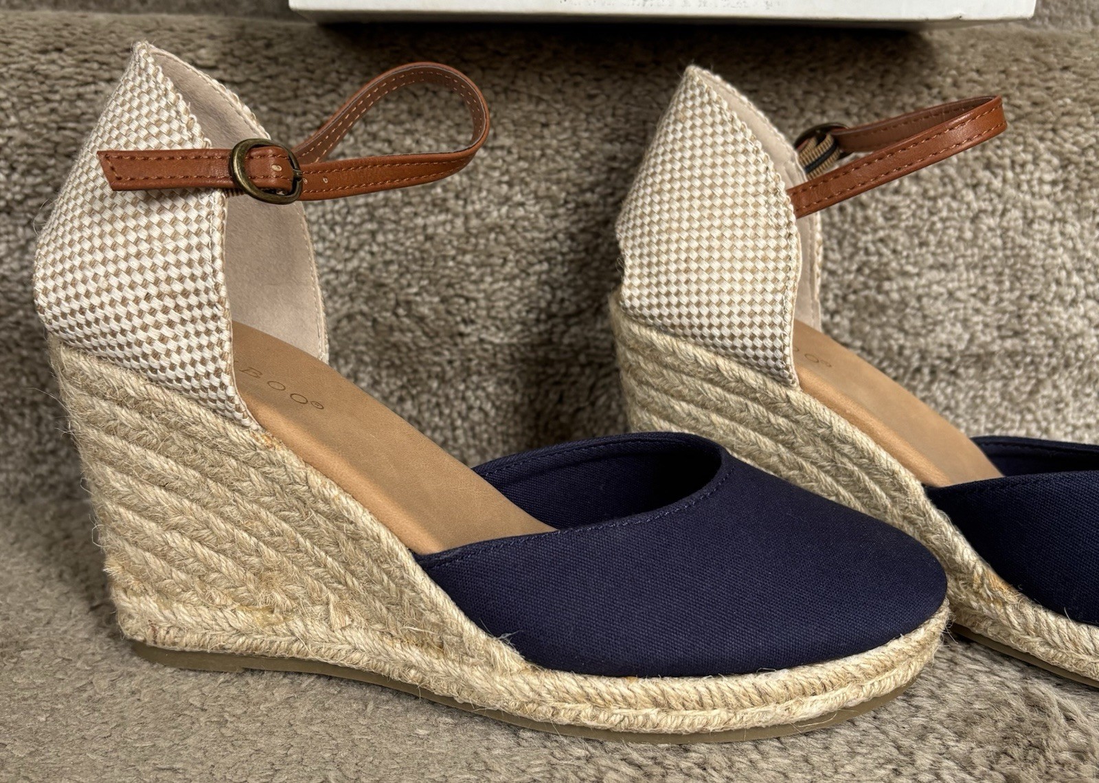 Women’s Wedge Royal Blue With Jute Covered Braided Heel With Buckle