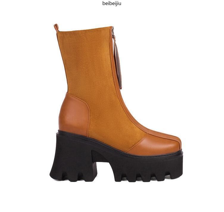 Women’s Platform Chelsea Abkle Boots High Block Shoes Thick Sole Motorcycle New