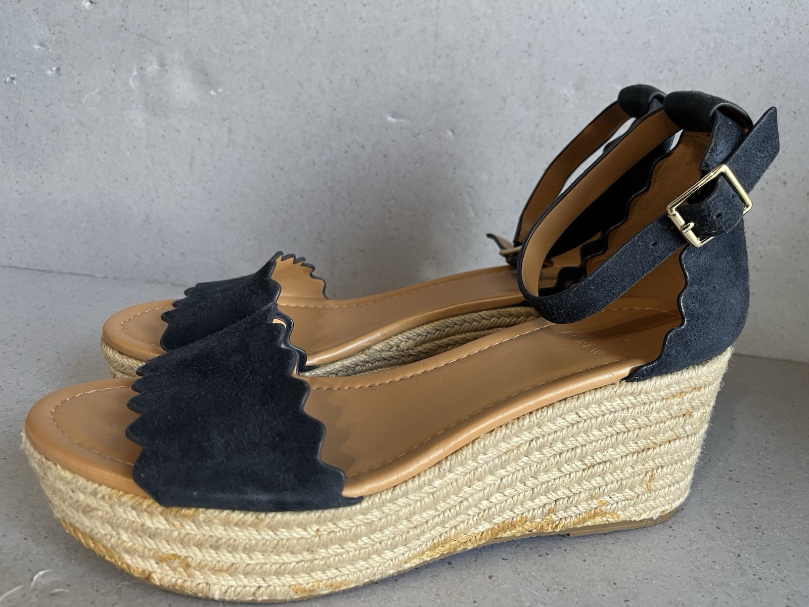 J. Crew Wedge Sandals Women’s 8.5 Platform Suede Leather Flatform Espadrilles
