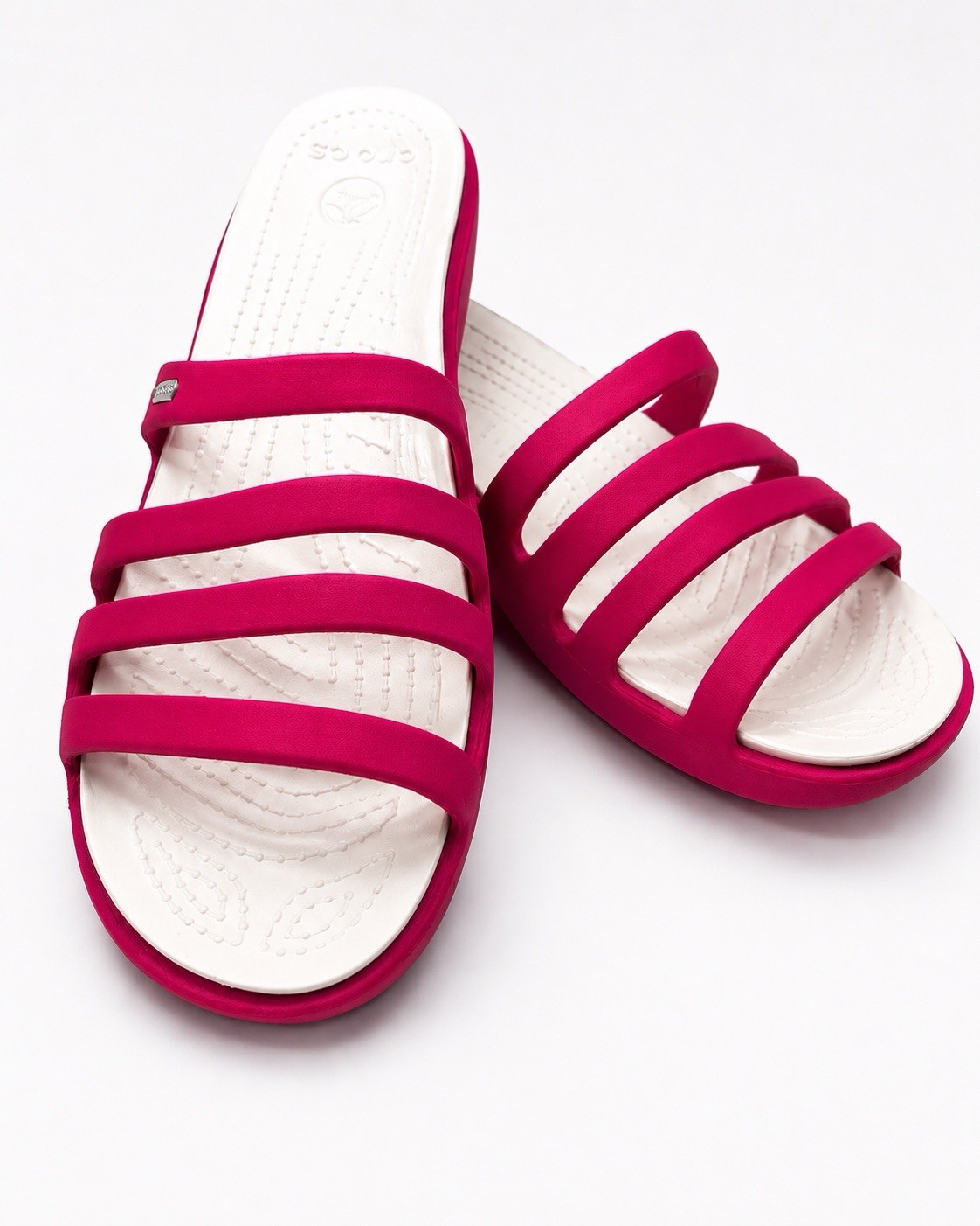 Crocs Strap Wedge Slide Sandals Women Size 10 Pink White Rhonda Croslite Retired