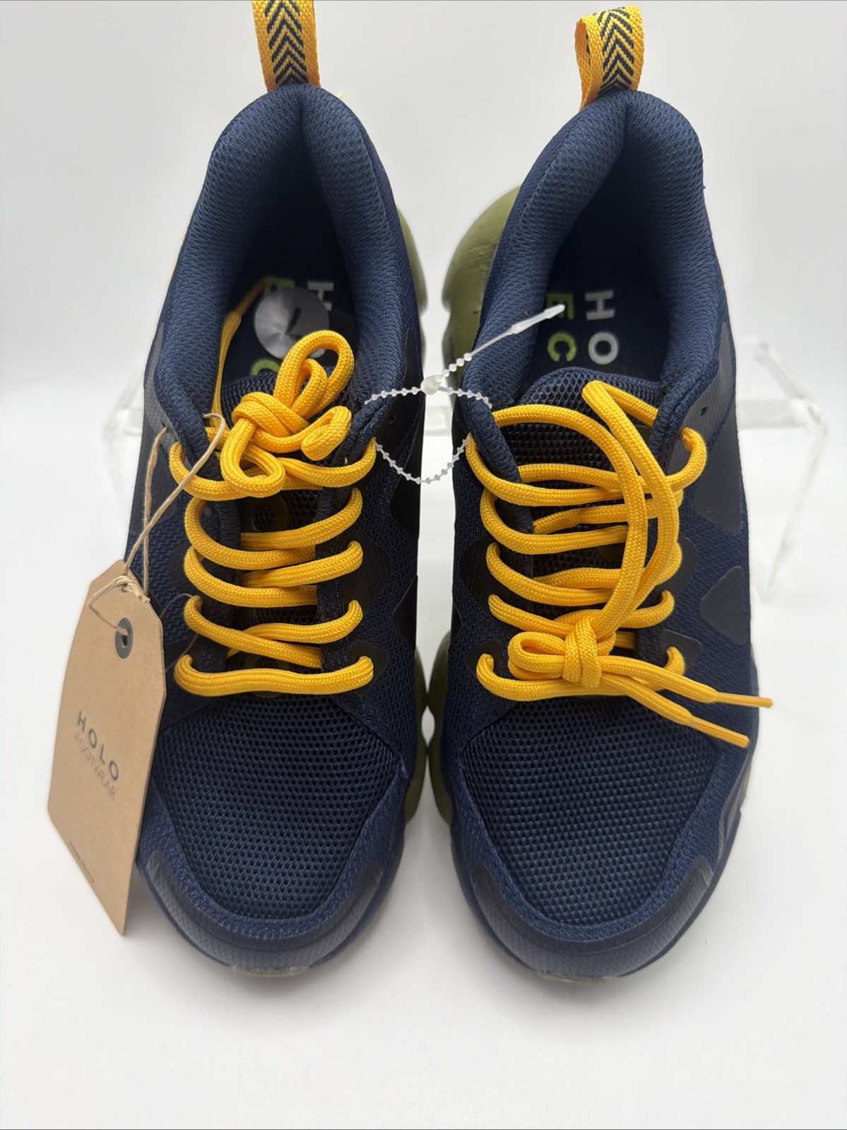 NEW HOLO Women Nephelae Sneakers Navy Blue Yellow Recycled Eco Trail Shoes 7