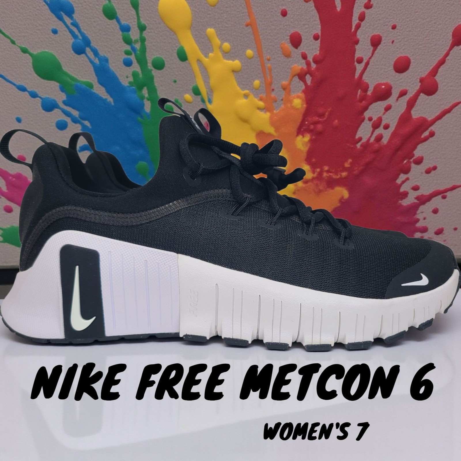 Nike Free Metcon 6 Workout Gym Shoe Women’s Size 7 Black/White FJ7126-001 NEW