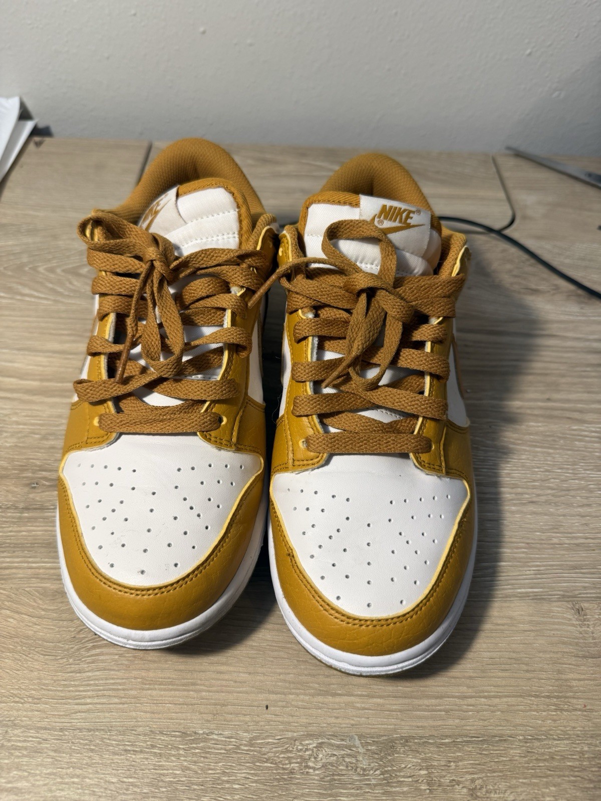 Nike Dunk Low Next Nature «Gold Phantom» Brown/White Colorblock Leather Low Top