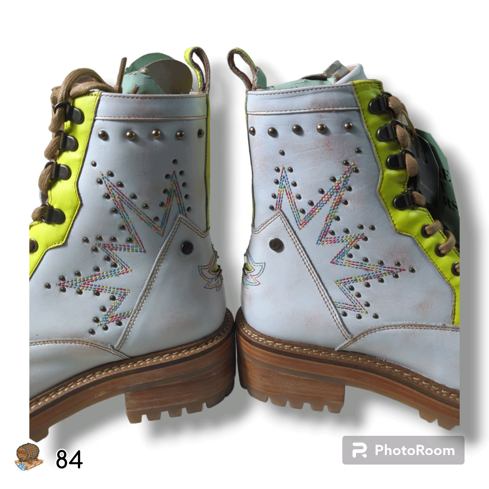 MEZCALERO – Ashlee Supernova White – Fashion Combat boots for Women (Size 7)
