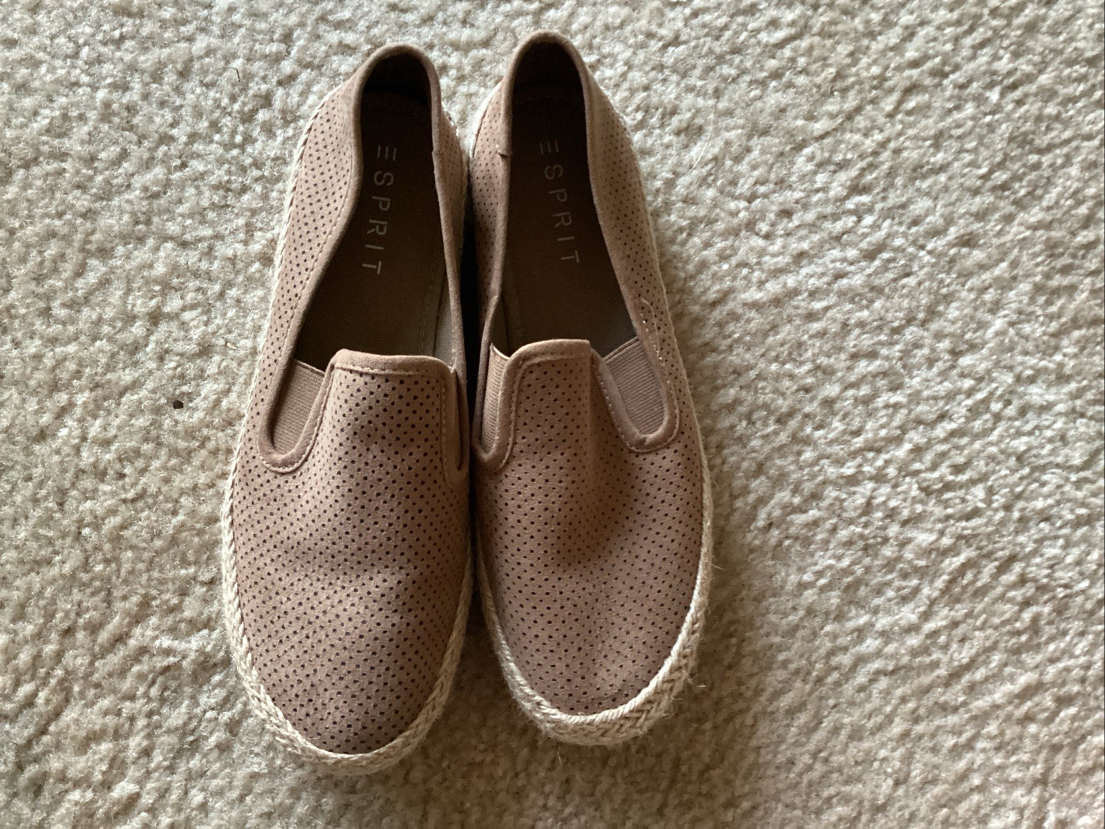 Esprit Nadine Espadrille Flats US 9 M Tan Faux Suede Textile Uppers Casual Shoe