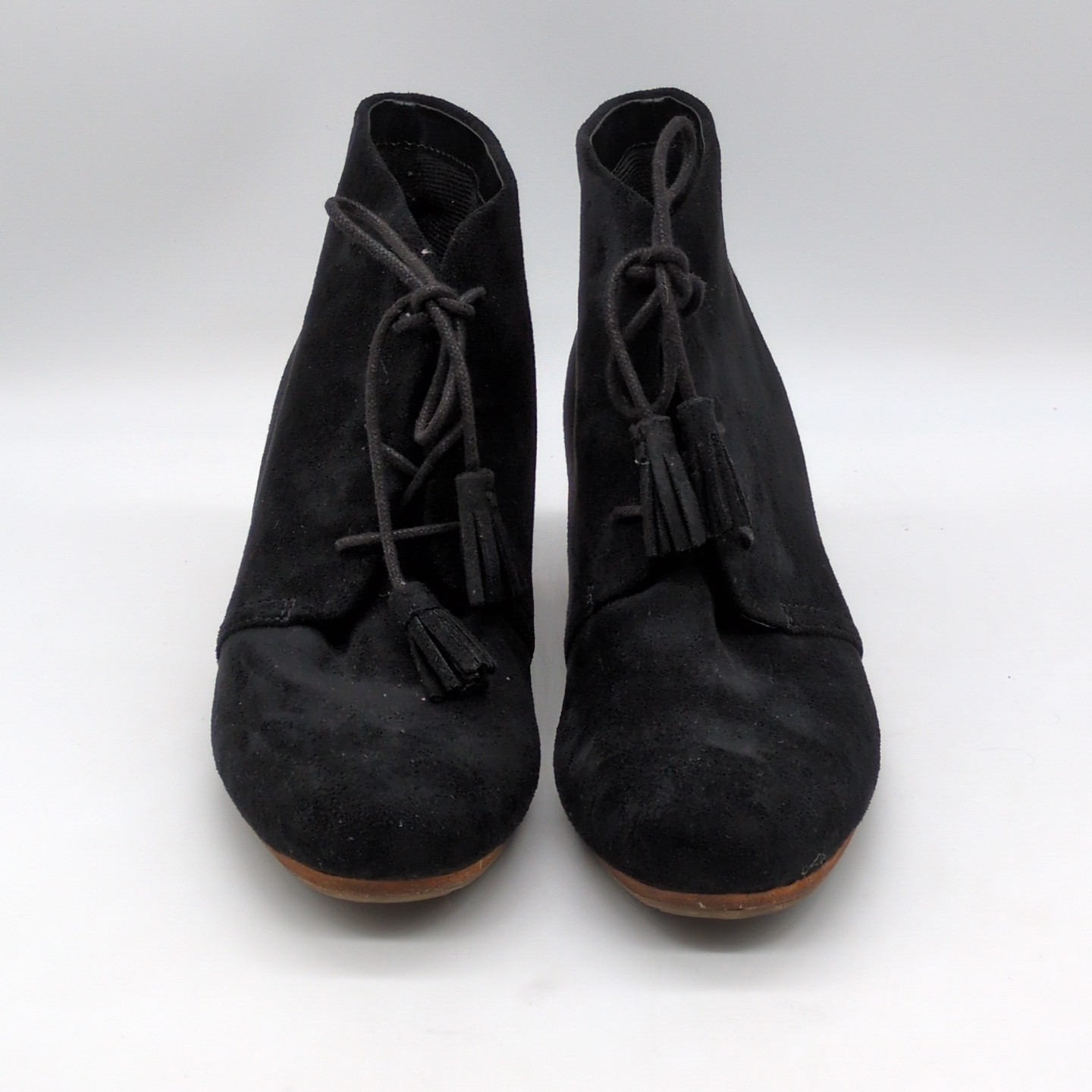 Dr. Scholl’s Boots Womens Dakota Black 9.5 Suede Ankle Shoes Wedge Memory Foam