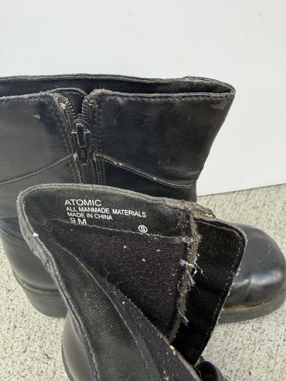 Vtg 90s Y2K Mudd Black Chunky Platform Boots Mid Calf Goth Grunge Bratz Size 9