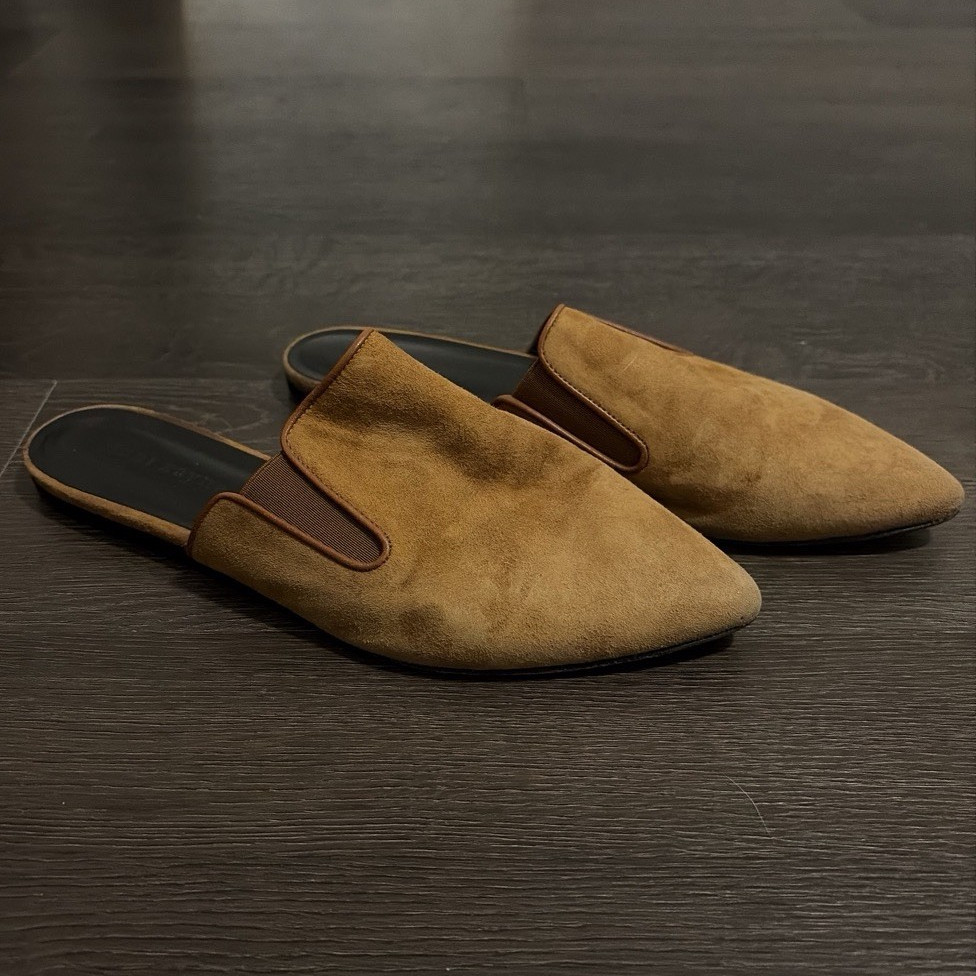 Jenni Kayne Brown Suede Pointed Toe Slide Slip-On Flat Mules Womens 7
