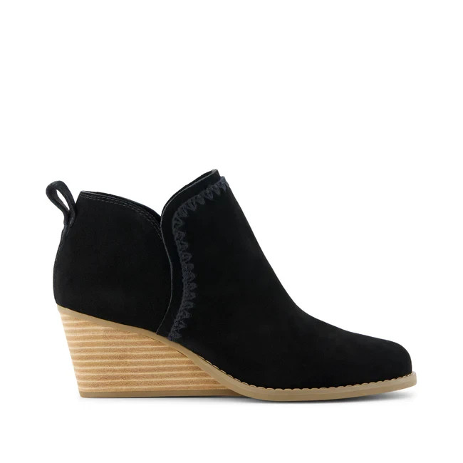 Brand New in Box TOMS Women’s Kaia Wedge Ankle Boot Black Suede Size 8 BNIB