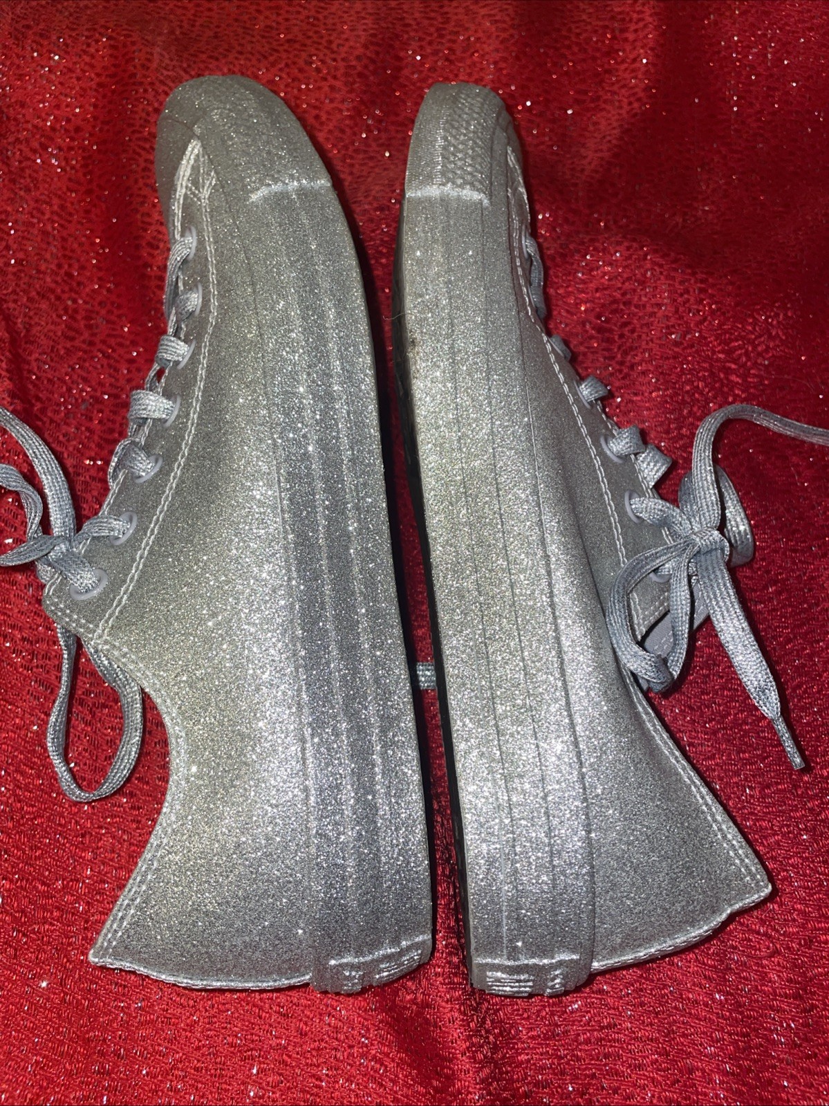 Converse Chuck Taylor All Star Sneaker Silver Glitter M11/W13 Glitzy Wedding