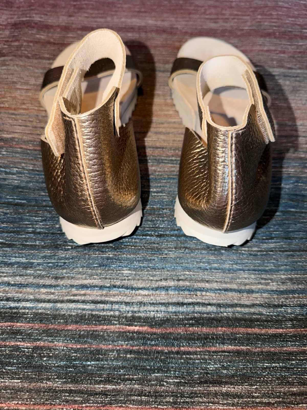 Pedro Garcia Jada Metallic Sandals Pebble Gold Sandals Leather Size 38,8 Womens