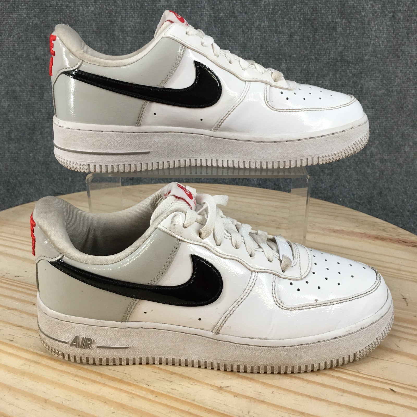 Nike Air Force 1 07 Essential Shoes Womens 8 Low Top Sneakers Black White Red