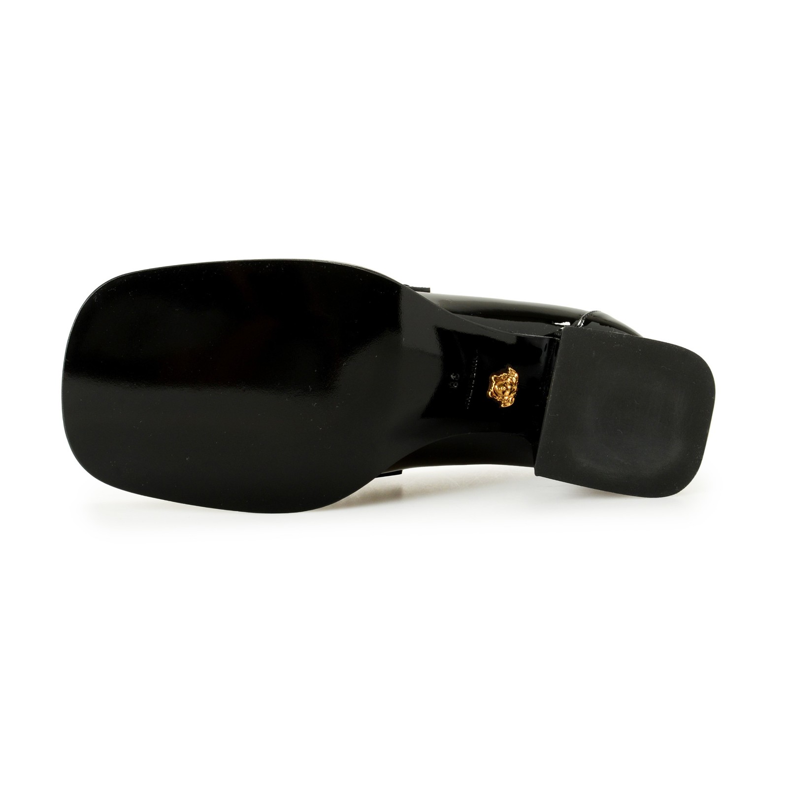 Versace Women’s Gold Medusa Patent Leather Heeled Moccasins Shoes US 6 IT 36